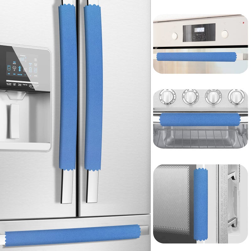 Mrkg Refrigerator Door Handle Covers, Set Of 6, One Size Fits All Widths, Keep Your Kitchen Appliance Clean From Smudges, Drips, Food Stains, Oil (Blue) - Image 1